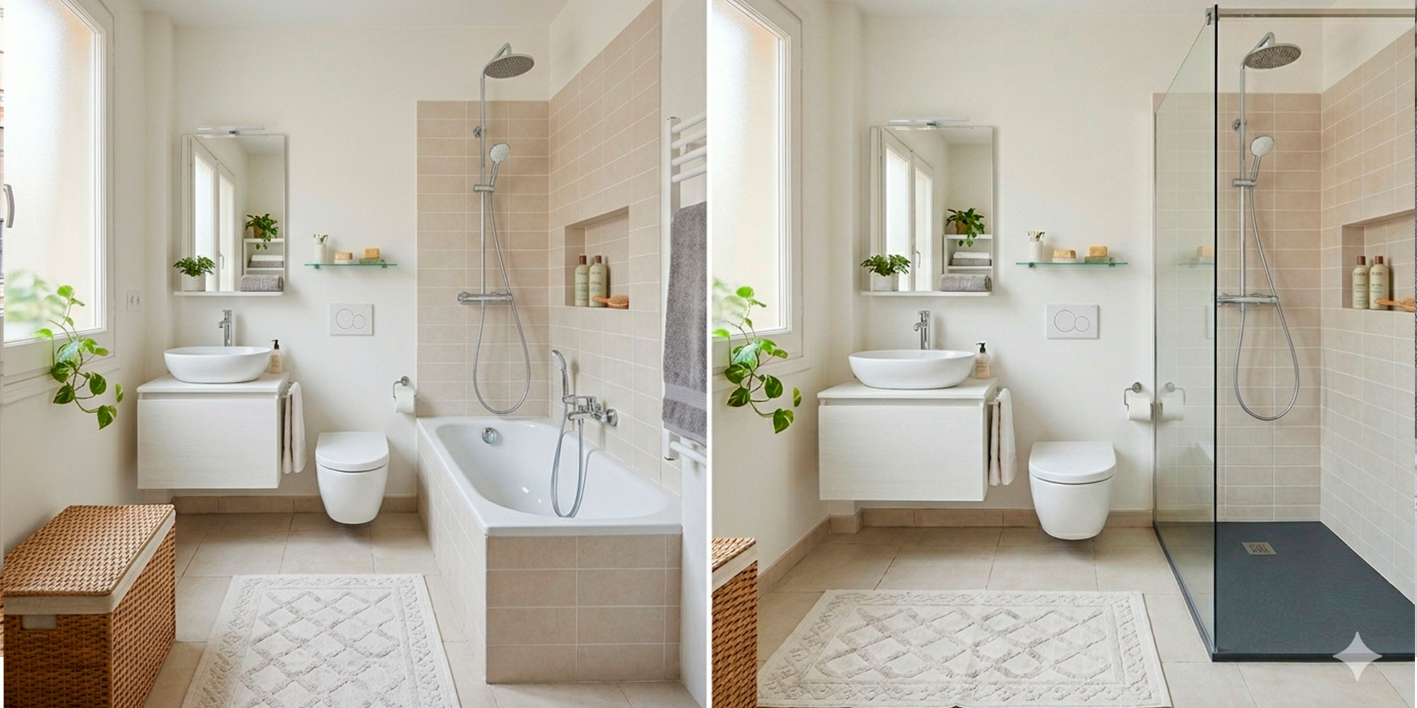 Antes, y después de cambiar tu bañera por plato de ducha - ejemplo práctico