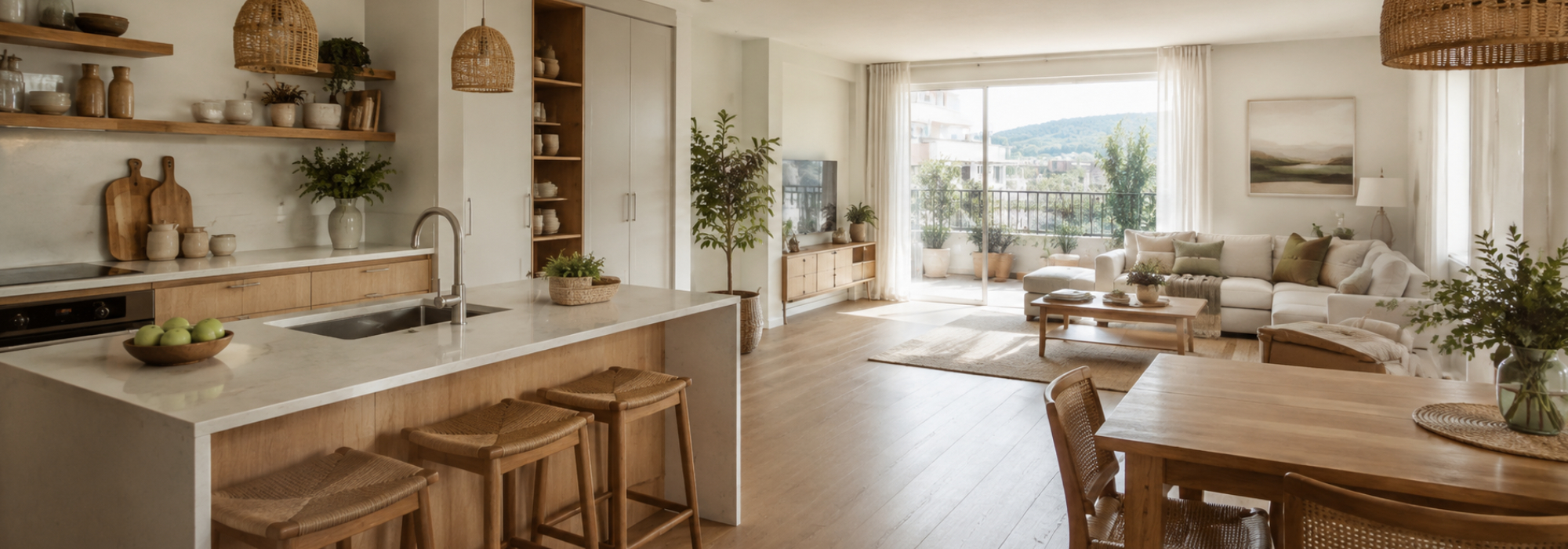 Abrir la cocina al salón para ganar amplitud